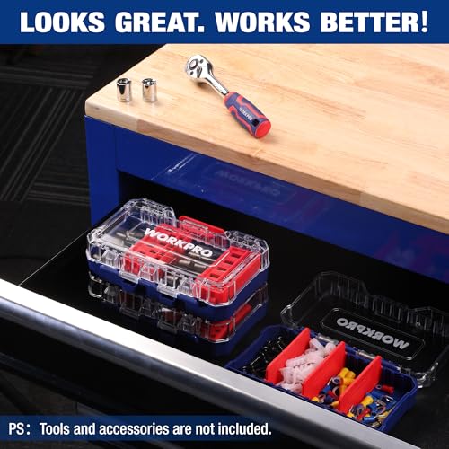 WORKPRO 3-Piece Small Parts Organizer, Stackable Storage Case