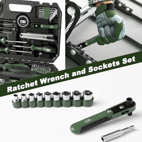 Prostormer 160-Piece Tool Set, Basic Home Repair Kit, Green - color: Green