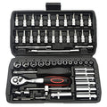 TILIBOTE Socket Wrench Set, 53PCS 1/4 Inch Ratcheting Wrench Set And Extension Bar Gimbal Slide Bar Extension Sockets, Set For Automotive Repair And Home Use. - size: 1/4"