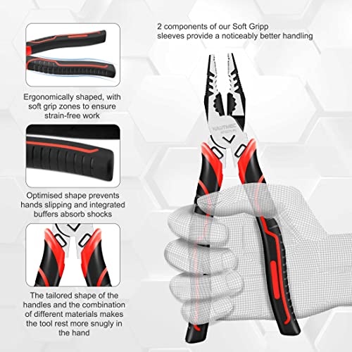 HAUTMEC 9" Linesman Pliers High Leverage Combination Pliers Multifunctional Heavy Duty Lineman Tools HT0271-PL - color: 9" Combination Pliers