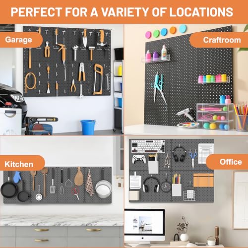 Ultrawall Metal Peg Board Panels with Hooks, Garage Pegboard Tool Organizer - size: 4pack 16"X12"