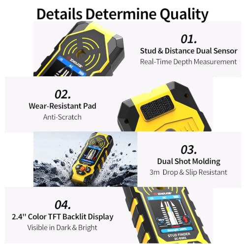 ZC-D201 Stud Finder Wall Scanner,2.4" Digital HD Screen Rechargeable
