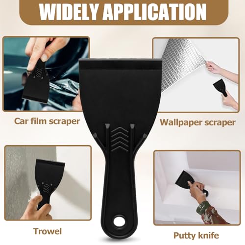 Flexible Plastic Putty Knife Set, 6pcs Scraper for Spackling