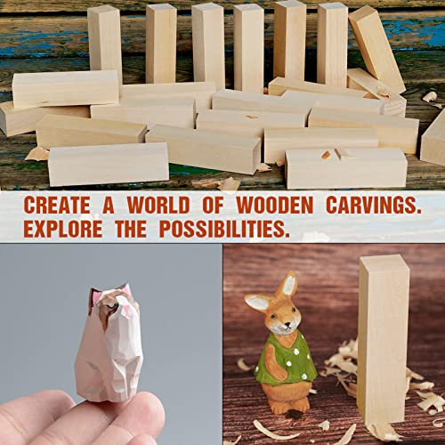 Basswood Carving Blocks, 24PCS Whittling Wood Blocks Wood Carving Kit, Bass Wood for Wood Carving Easy to Use, for Kids and Adults - color: 24 PCS