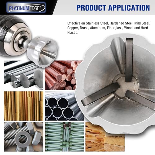 PLATINUMEDGE Deburring External Chamfer Tool with 3 Tungsten Carbide Blades,Quick Release 1/4" Hex Shank, Fits 1/8"-3/4" (3-19mm) – Repair Damaged Bolts, Screws, Threaded Rods & Pipe - size: 3 cm x 11 cm x 3 cm