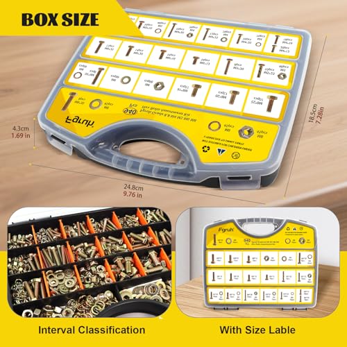 940PCS M4 M5 M6 M8 Metric Hex Bolts Assortment Kit,Lenght 12mm-30mm - size: M4 M5 M6 M8 940pcs