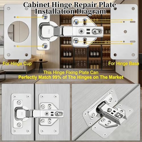 Cabinet Hinges Repair Plate, Hinge Repair Brackets, Hinge Repair Plate Kit - size: Small-A