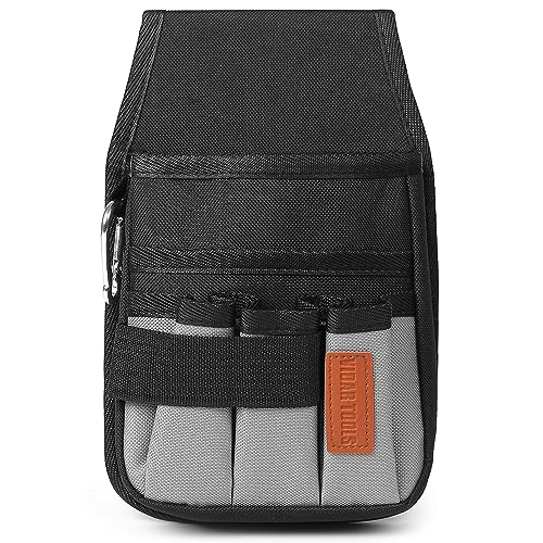 VIDAR TOOLS Small Tool Pouch with Belt Clip,Tool Belt Pouches,Electrician Tool Pouch.Mini Organizer Pocket Attachment for Tool Belt,5 Pockets and Heavy-Duty Metal Belt Clip Attachment.… - style: 6.3 IN