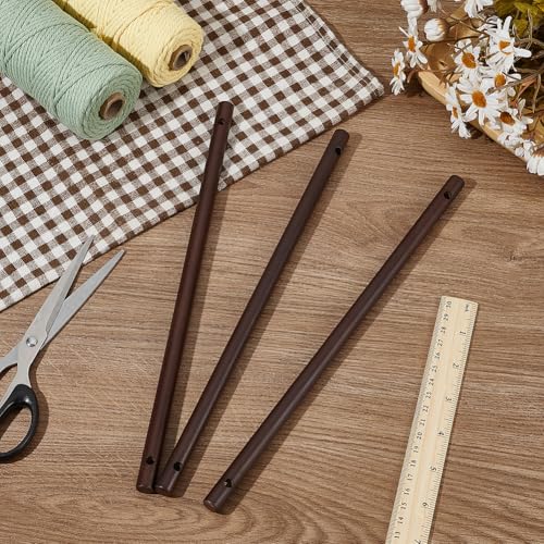 BENECREAT 6PCS Wooden Dowels with Two Holes, 11.8inch Black Round Wooden Rod Sticks for Quilt Wall Hanging, Tapestry, Weaving, DIY Hardwood Craft, Hole: 5.5mm - color: Black