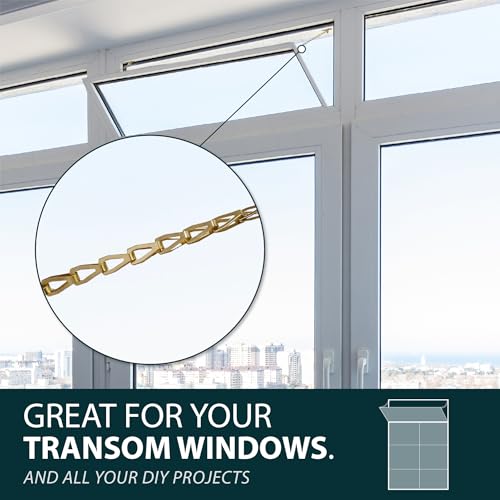 Mega Handles Transom Chain 12-Inch Satin Brass (3-Pack) - Window Restraint - color: Satin Brass, size: 3 Pack