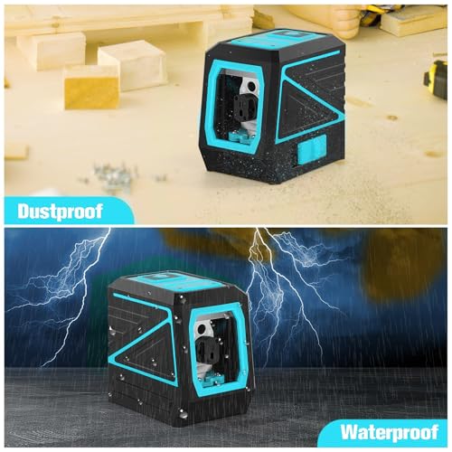 Laser Level with Tripod, 100 feet Green Cross Line Self Rotary Leveling Laser Level, Vertical and Horizontal Line, Rotatable 360 Degree, Manual Self leveling and Pulse Mode,IP54 Waterproof & Battery - color: Wathet