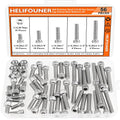HELIFOUNER 56 Pieces 1/4-20 x 1/2" 3/4" 1" 1-1/4" 1-1/2", Hex Socket Head Cap Screws Bolts Nuts Kit, Coarse Thread, Fully Machine Threaded, 304 Stainless Steel - size: 1/4-20, style: Socket Head
