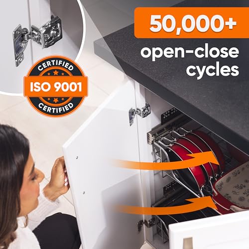 Decobasics 50 Pack Soft Close Cabinet Hinges 1-1/4" Overlay for Kitchen Cabinet Doors, Slow Self-Closing Concealed Hidden Hinges for Face Frame –Stainless Steel, 3-Way Adjustable & Quiet Close Damper - size: 1-1/4 Inch