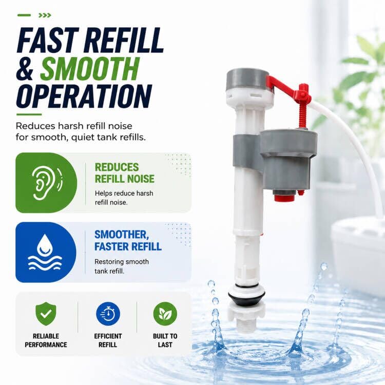 MinSha Universal Toilet Fill Valve, Adjustable POM Tank Repair Kit