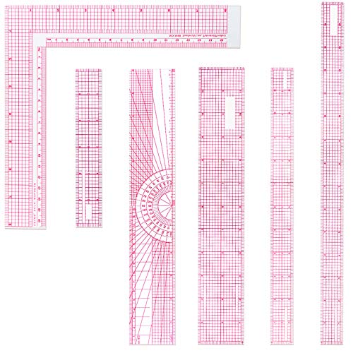 Frienda 6 Pcs Clear Plastic Sewing Rulers Set, Beveled Inch Metric Scales