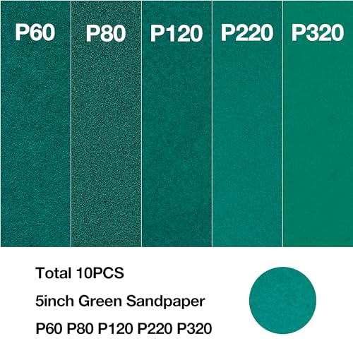 Pneumatic random orbital sander 5-inch light weight palm sander 3/16" (5 mm) diameter orbit 12000 RPM with extra 10pcs sandpaper - style: 5in Non-Vacuum