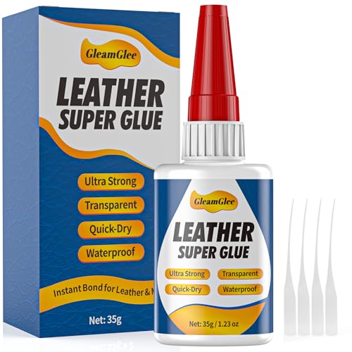 Leather Glue 1.23 oz, Ultra Strong Waterproof Flexible Clear Adhesive