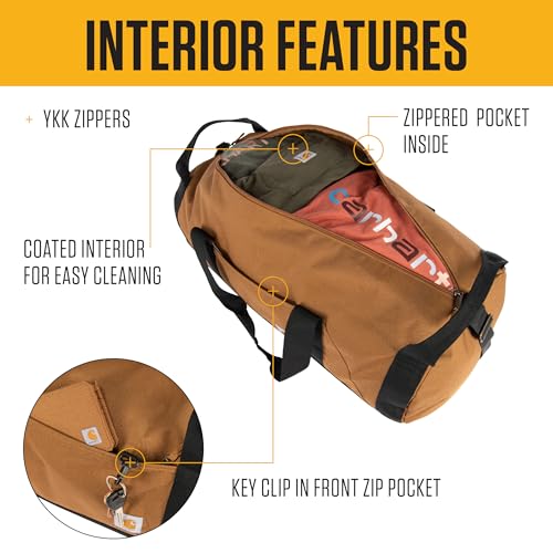 Carhartt Classic Round Duffel with Utility Pouch, Heavy-Duty, Water-Resistant Packable Gear Bag for Jobsite, Gym, and Travel - color: Black, style: 60l