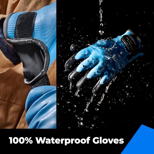 toolant 100% Waterproof Winter Work Gloves, Thermal Insulation with Grip - color: Blue, size: Large (Pack of 1)