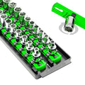 Ernst Manufacturing 8485 Socket Boss, Premium 2-Rail Twist Lock Socket Organizer, 3/8 Inch-Drive, 18-Inch, Green - Made in USA - color: Green, size: 3/8", style: 19-INCH