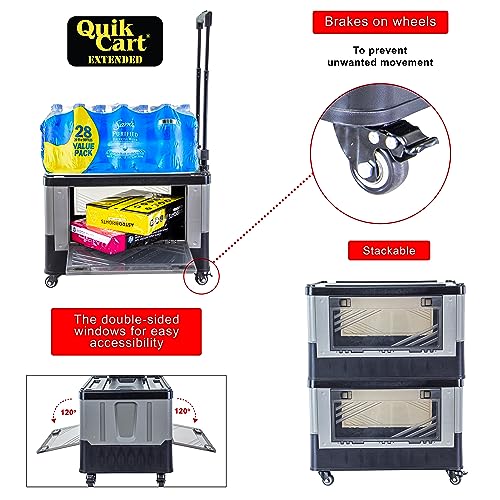 dbest Products Quik Cart Extended Collapsible Rolling Crate - Gray & Black - color: Black, style: Extended