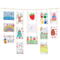 KLOGTSIND Kids Art Display Wall Decor, Wood Beads Garland with 34 Clips - color: Brown