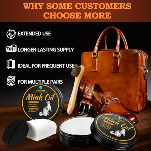Feilove 4-in-1 Mink Oil Leather Conditioner and Cleaner 3.52 oz - Premium Waterproof Formula for Boots and Shoes - style: 5-in-1