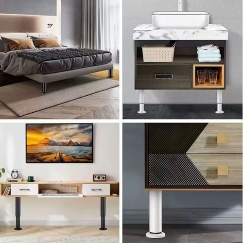 4Pcs White Adjustable3.1-4.7 Inch Metal Furniture Legs for Cabinet Sofa - color: White, size: 3.1"- 4.7"-Set of 4