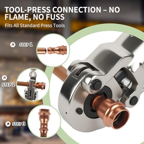 (WDAISY 10 Pack) Industrial-Grade 3/4 * 1/2 Inch Copper Press Coupling – Press Fittings, PxP Plumbing Connector, Press Adapter, Compatible with Copper Pipe, Water Supply Line, Pipe Repair - size: 3/4" * 1/2" copper reducing press coupling-10P