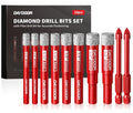 DAYDOOR Dry Diamond Drill Bits, 1/4" 5/16" 3/8" 1/2" Tile Drill Bits Set - size: 1/4", 5/16", 3/8",1/2"