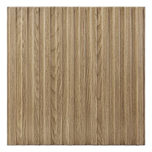Art3d 3D Fluted Textured Slat Wall Panels, 19.7 x 19.7 in, 12-Pack, Walnut | PVC, Waterproof, Scratch Proof, Wipeable, Break-Proof, Ideal for Home, Office and Commercial Spaces - color: Square - Walnut, size: 19.7 x 19.7in.