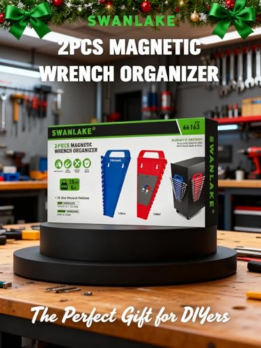 SWANLAKE Magnetic Wrench Organizer Toolbox Holder, 2-Pack SAE (1/4'' to 1-1/16''), Metric (6mm to 27mm) Ratchet Wrench Organizers, Total Hold 30 Slots Wrench Holders for Tool Box - style: 30-Slot Red&Blue