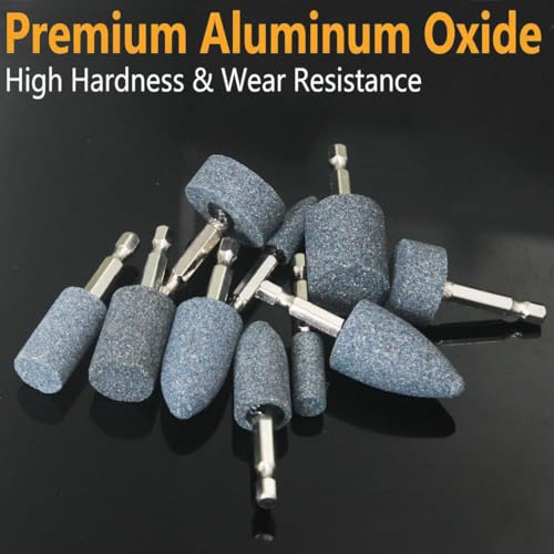 10 Pcs 1/4" Hex Shank Drill Grinding Stone Set