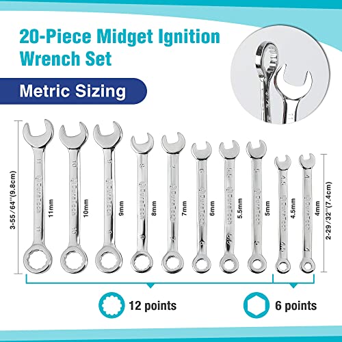DURATECH Mini Wrench Set, Small Ignition Wrench Set, Mirror Polished - color: Silver