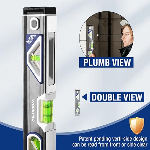 WORKPRO 10 Inch Small Torpedo Level, Aluminum Frame with V-Groove