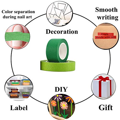 10 PCS Colored Masking Tape, 1 Inch x 13 Yards x 10 Rolls, 390 Feet Total.