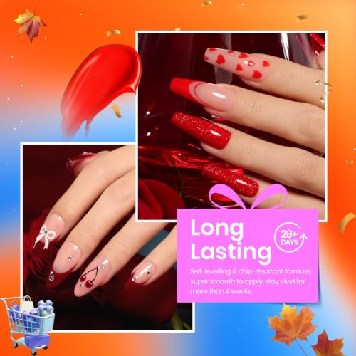 Beetles Fall Gel Nail Polish Set - Orange Brown Burgundy Gel Polish - color: A - Orange Brown Burgundy | Caramel
