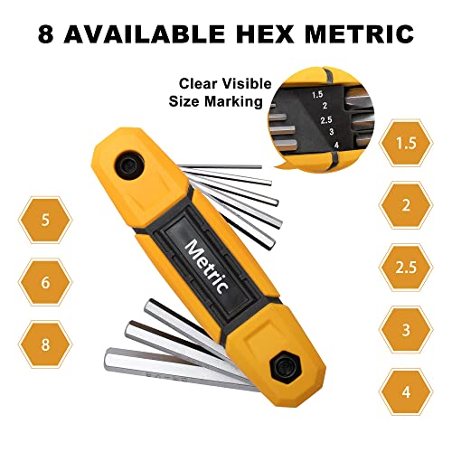 MULWARK 4 Pack Folding Allen Wrenches Sets | 17-Piece Complete Metric & Standard SAE Hex Key Set with Portable Holders for Basic Home Repair, Furniture Assembly, and DIY Projects - style: 34 pcs Metric SAE