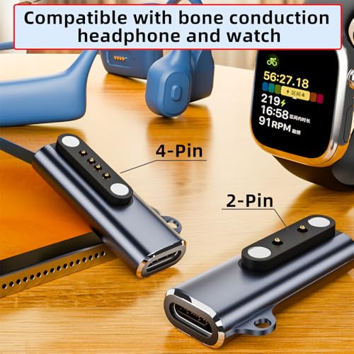 2 Pack USB C to Smart Watch Charger Magnetic Charging Adapter for Pitch 7.62mm 2Pin/4Pin Smart Watch/Bone Conduction Headphone - style: Pitch 7.62mm