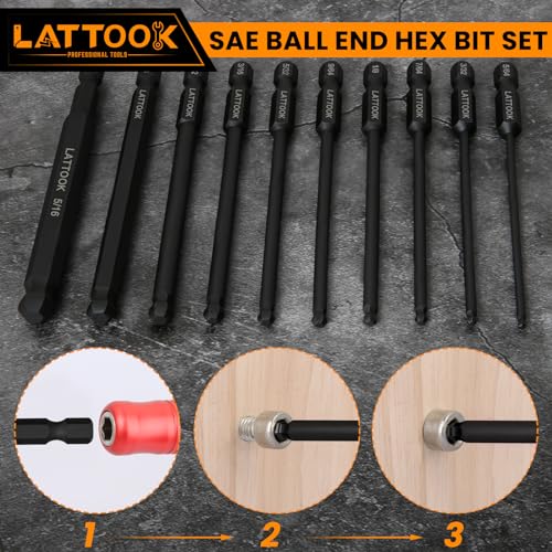 SAE Ball End Hex Head Allen Wrench Drill Bit Set - style: 10PCS Ball Hex Bits