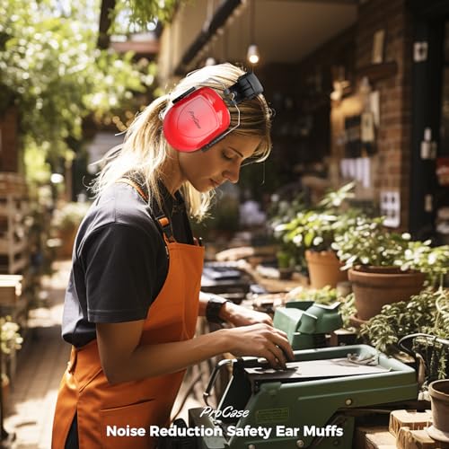 ProCase Hearing Protection Ear Muffs SNR 33dB, Noise Cancelling Headphones - color: 1 - Bright Red