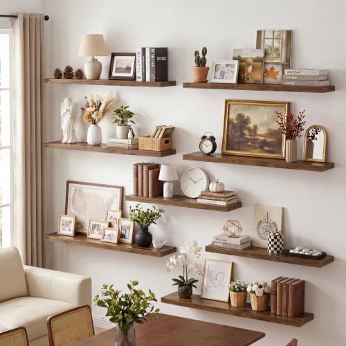 Vivelove 10 Inch Deep Floating Shelves 40” Set of 2, Rustic Brown - color: Rustic Brown, size: 40”wx10.2”dx1.5”h