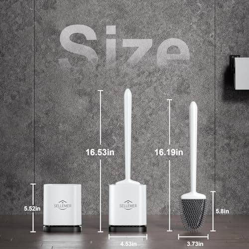Sellemer Silicone Toilet Brush, Ventilation Slots Holder 1 Pack Pearl White - color: Pearl White-1pcs