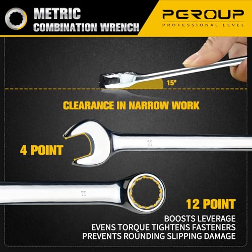 11mm Metric Combination Wrench, CR-V Steel with Mirror Polish, 12-Point Design, 15-Degree Offset, Perfect for Auto Repair, Household, Car & Truck Emergency - size: 11mm