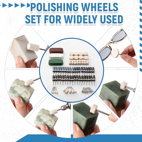 133 Pcs Polishing Kit Compatible with Dremel Rotary Tools, 180-2000 Grit Fine Sanding Drums and Sleeves Set with Buffing Wheels Polishing Bits with 1/8" Shank & Compound for Jewelry, Wood, Metal, Jade