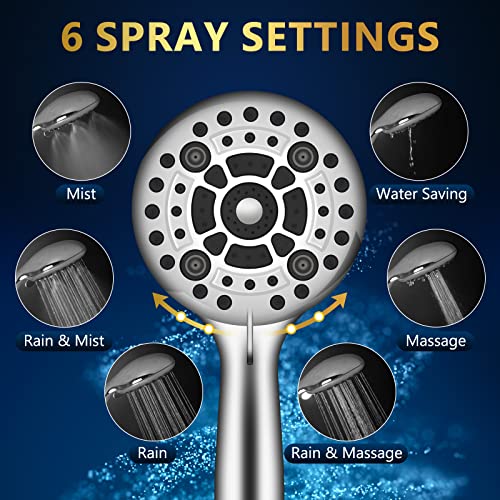 6 Spray Modes High Pressure Handheld Showerhead Set Upgraded - color: ‎Premium Chrome
