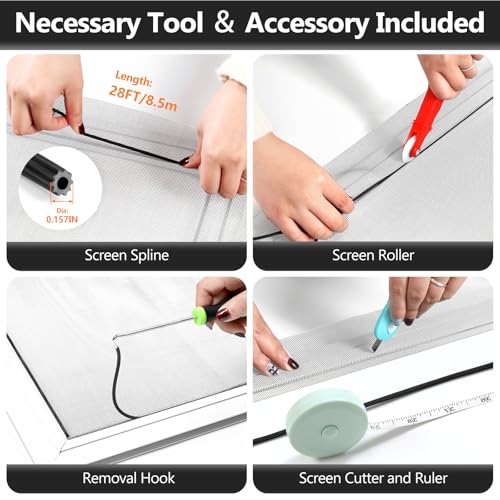 Secopad Window Screen and Screen Door Mesh Repair Kit, Grey, 48in x 118in - color: Gray, size: 48in x 118in