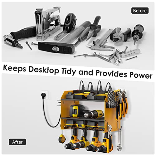CCCEI Wall Mount Modular Tool Charging Organizer, Yellow, 1 Pack, 3 Tier. - color: Yellow