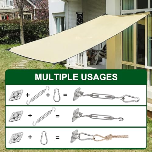 YOFIT 26 Pcs Shade Sail Hardware Kit 4 Inch Stainless Steel Turnbuckles for Sun Shade Sail Outdoor Patio Canopy Installation Accessories for Triangle Rectangle Shade - size: 4 inch 26 pcs