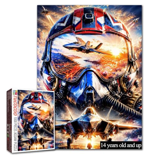 Fighter Jet Pilot Helmet Puzzle 1000 Pieces for Adult 19.7 x 27.6 Inch - color: Airplane-03